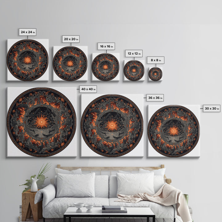The Volcanic Demon Festival, Square Wall Art, Gothic Horror Wall Art, Framed Canvas Print, Halloween Wall Decor, Gothic Home Decor