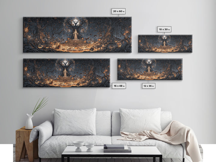 The Volcanic Demon Festival, Extra Wide Wall Art, Dark Halloween Decor, Canvas Print, Halloween Wall Decor, Gothic Home Decor