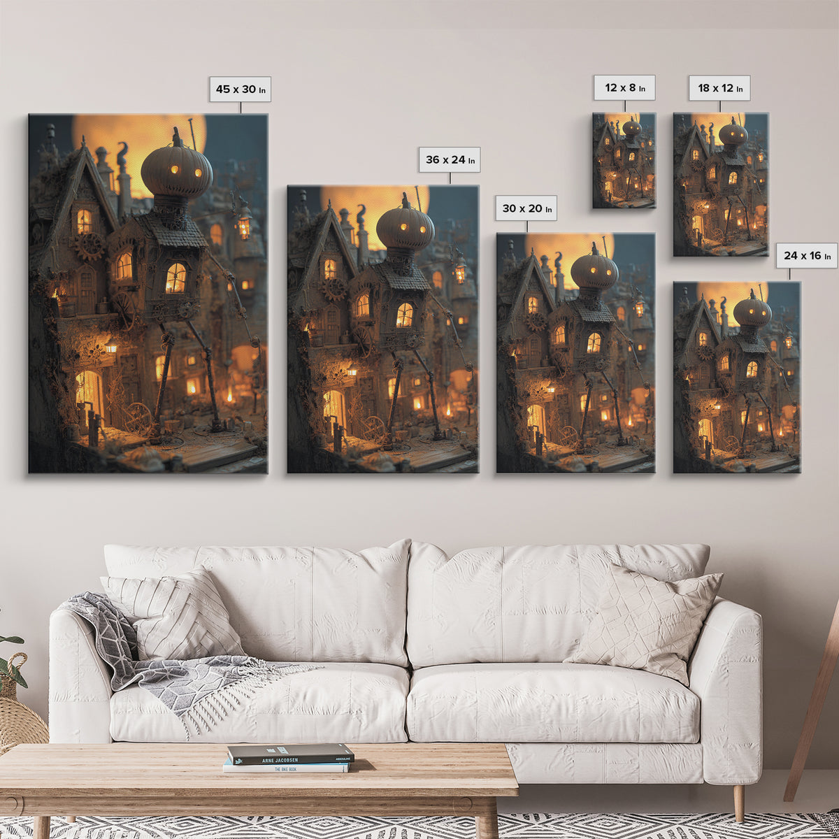 The Clockwork Haunted House, Vertical Wall Art, Spooky Home Decor, Canvas Print, Halloween Wall Decor, Gothic Home Decor, Halloween Decor