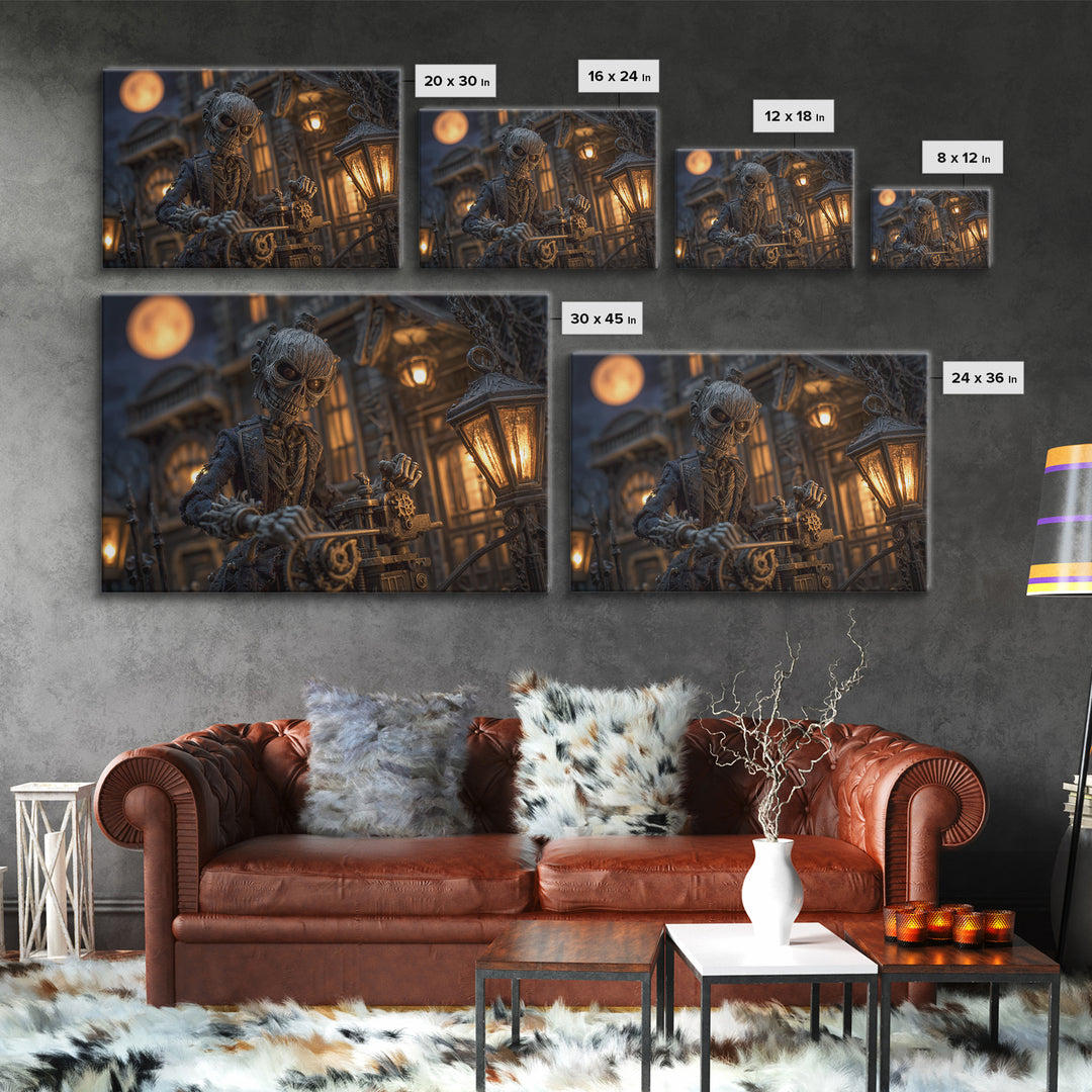 The Clockwork Haunted House, Landscape Wall Art, Dark Halloween Decor, Canvas Print, Halloween Wall Decor, Gothic Home Decor