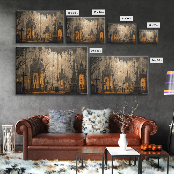 The Upside-Down Cemetery, Landscape Wall Art, Dark Fantasy Wall Art, Canvas Print, Halloween Wall Decor, Gothic Home Decor