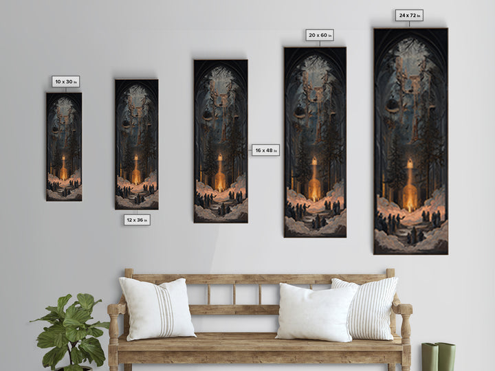 The Upside-Down Cemetery, Tall Narrow Wall Art, Dark Halloween Decor, Canvas Print, Halloween Wall Decor, Gothic Home Decor, Horror Wall Art