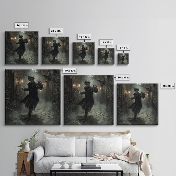 The Infinite Hallway, Square Wall Art, Haunted Gothic Art, Framed Canvas Print, Halloween Wall Decor, Gothic Home Decor, Spooky Wall Decor