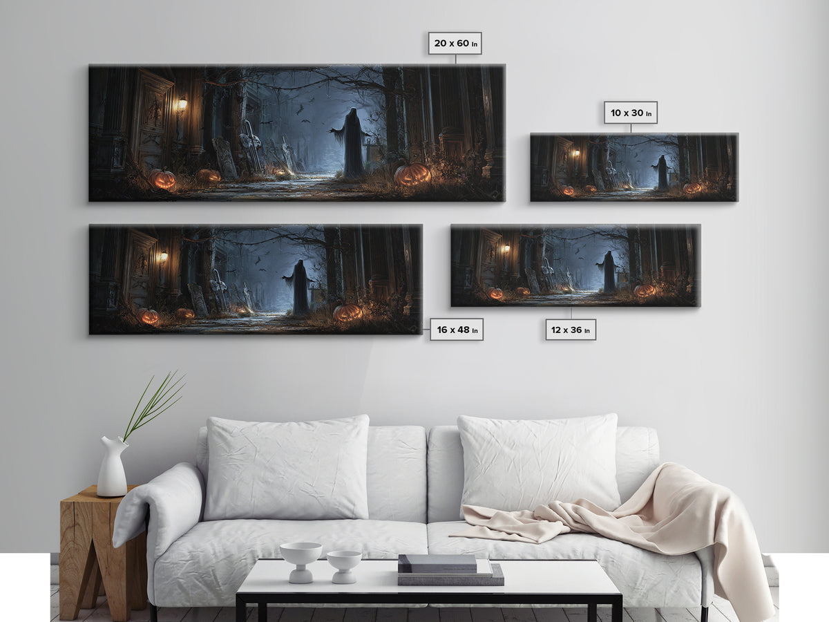 The Infinite Hallway, Extra Wide Wall Art, Dark Halloween Decor, Canvas Print, Halloween Wall Decor, Gothic Home Decor