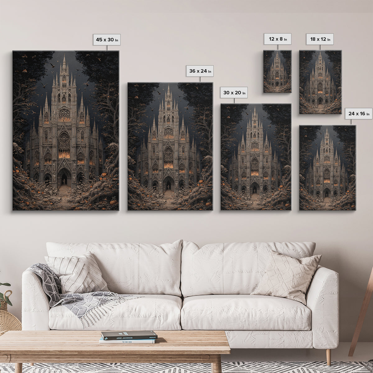 The Cathedral Of Bones, Vertical Wall Art, Macabre Wall Art, Framed Canvas Print, Halloween Wall Decor, Gothic Home Decor, Spooky Wall Decor