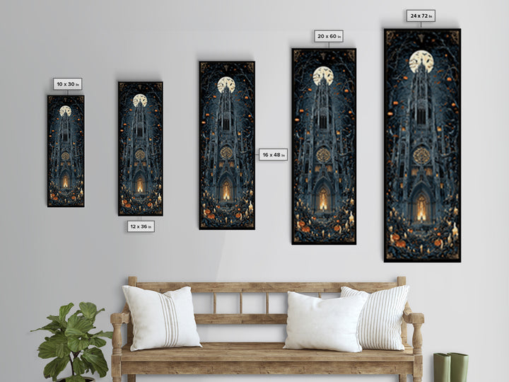 The Cathedral Of Bones, Tall Narrow Wall Art, Dark Halloween Decor, Canvas Print, Halloween Wall Decor, Gothic Home Decor, Spooky Wall Decor