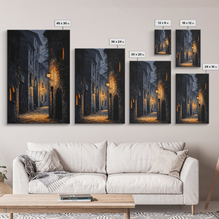 The Town Where Shadows Live, Vertical Wall Art, Dark Fantasy Wall Art, Canvas Print, Halloween Wall Decor, Gothic Home Decor