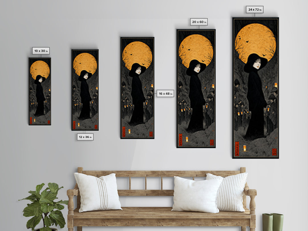 The Town Where Shadows Live, Tall Narrow Wall Art, Dark Halloween Decor, Canvas Print, Halloween Wall Decor, Gothic Home Decor