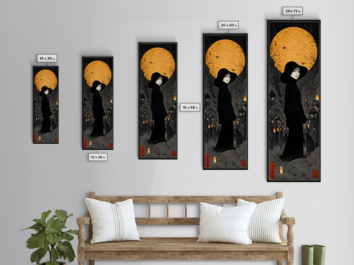 The Town Where Shadows Live, Tall Narrow Wall Art, Dark Halloween Decor, Canvas Print, Halloween Wall Decor, Gothic Home Decor