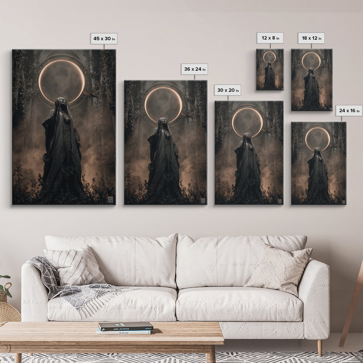 The Eclipse Summoning, Vertical Wall Art, Dark Halloween Decor, Canvas Print, Halloween Wall Decor, Gothic Home Decor, Seasonal Home Decor