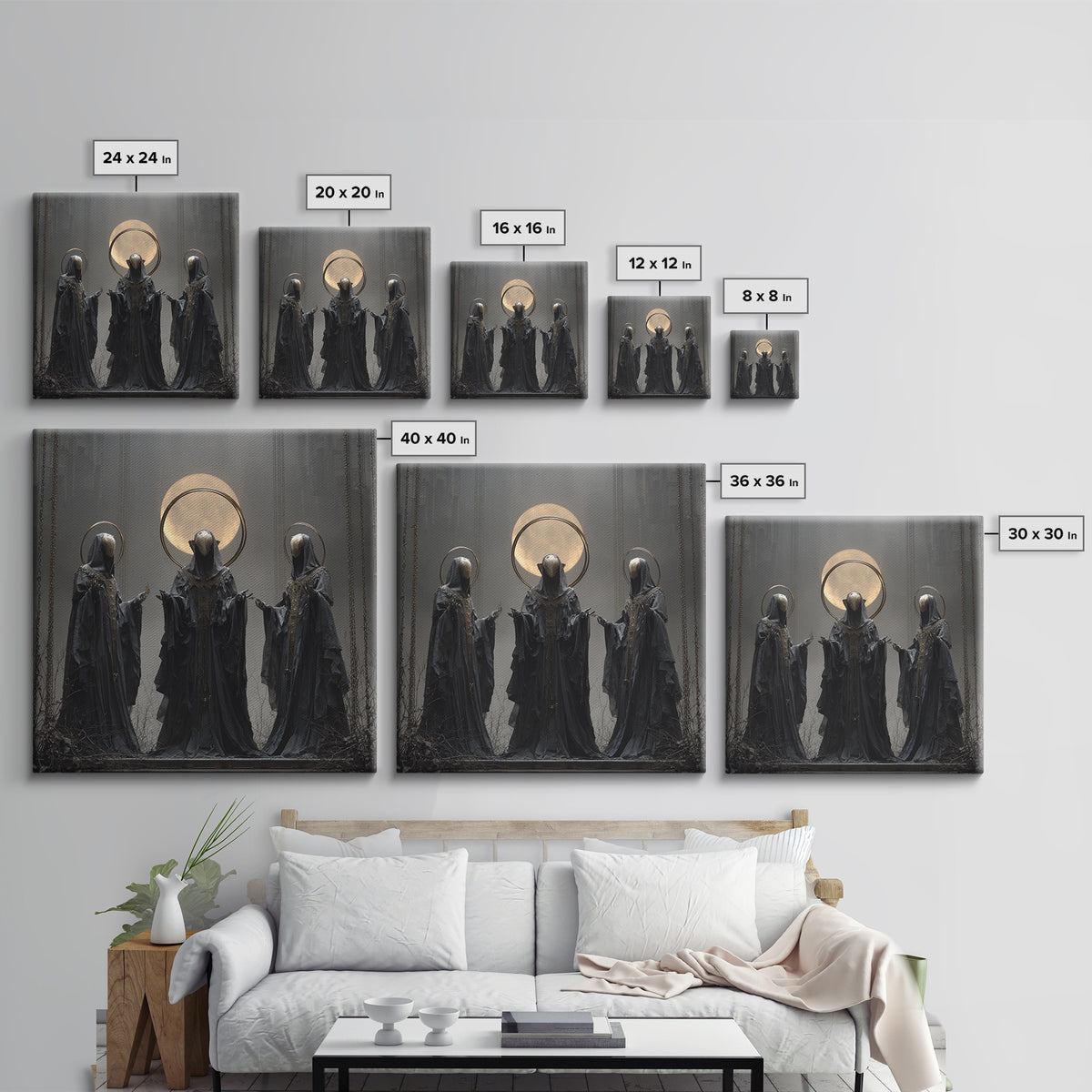 The Eclipse Summoning, Square Wall Art, Haunted Gothic Art, Framed Canvas Print, Halloween Wall Decor, Gothic Home Decor, Spooky Wall Decor