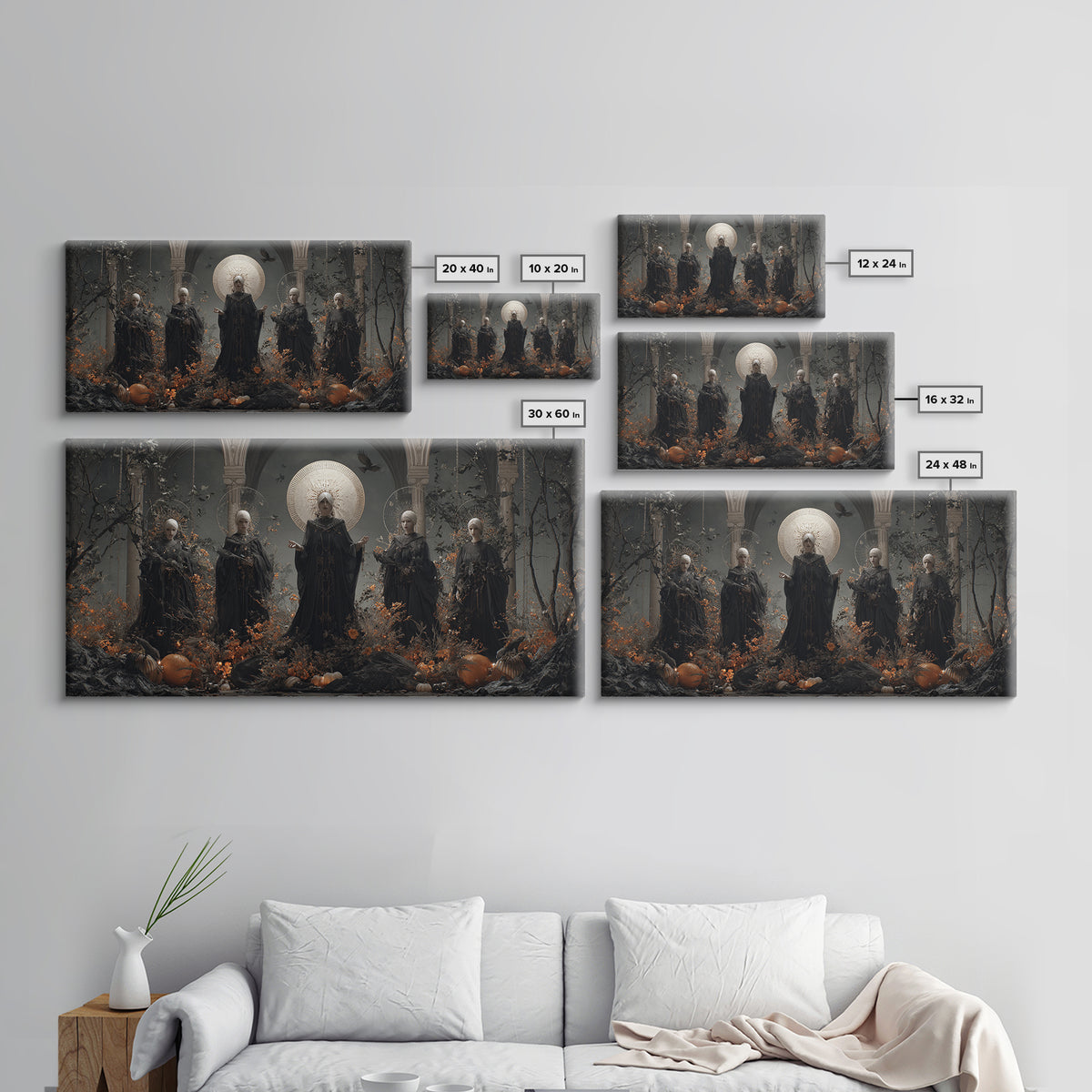 The Eclipse Summoning, Wide Panoramic Art, Spooky Home Decor, Canvas Print, Halloween Wall Decor, Gothic Home Decor, Macabre Wall Art