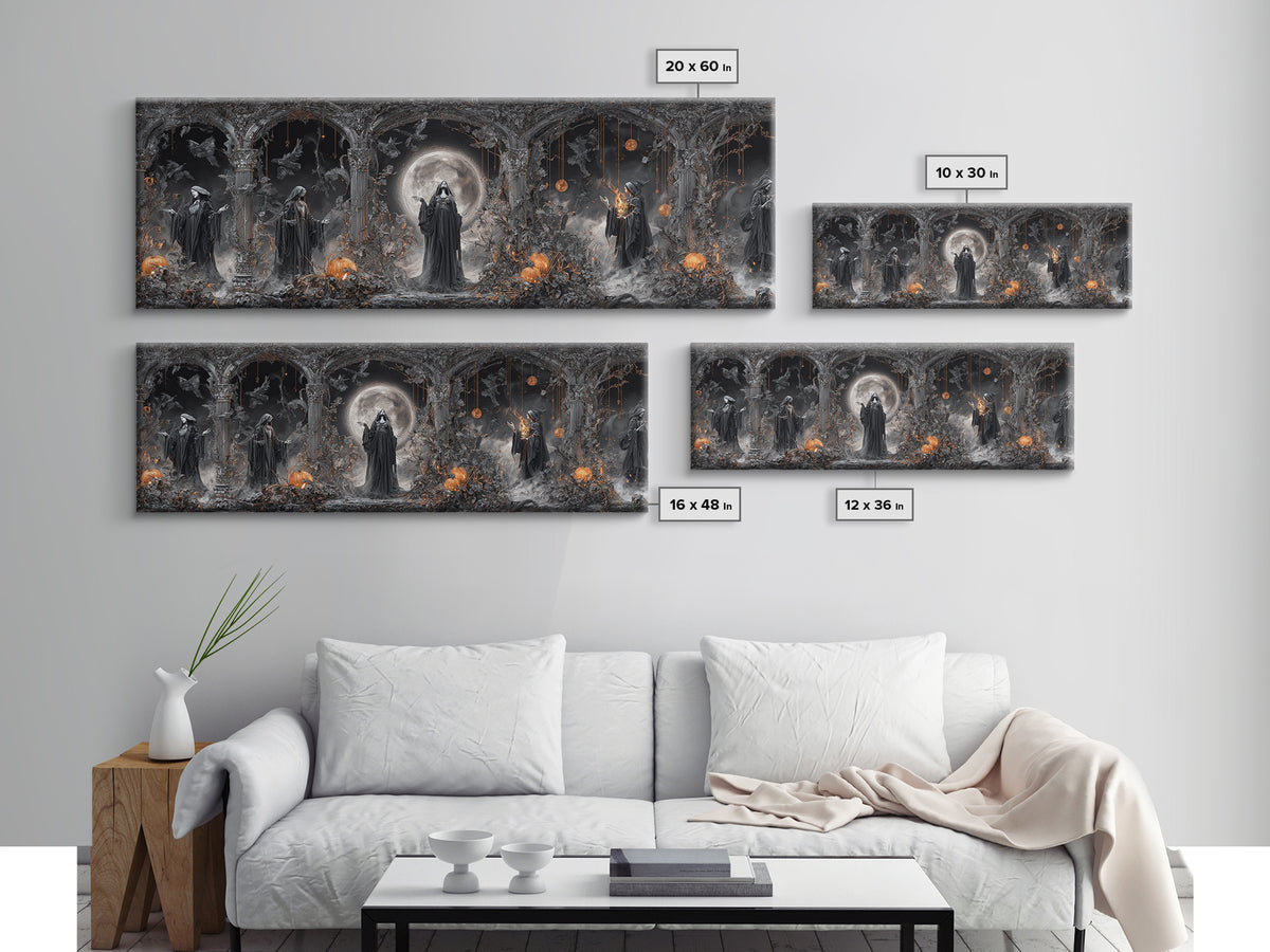 The Eclipse Summoning, Extra Wide Wall Art, Haunted Gothic Art, Framed Canvas Print, Halloween Wall Decor, Gothic Home Decor
