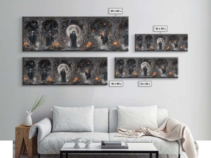 The Eclipse Summoning, Extra Wide Wall Art, Haunted Gothic Art, Framed Canvas Print, Halloween Wall Decor, Gothic Home Decor