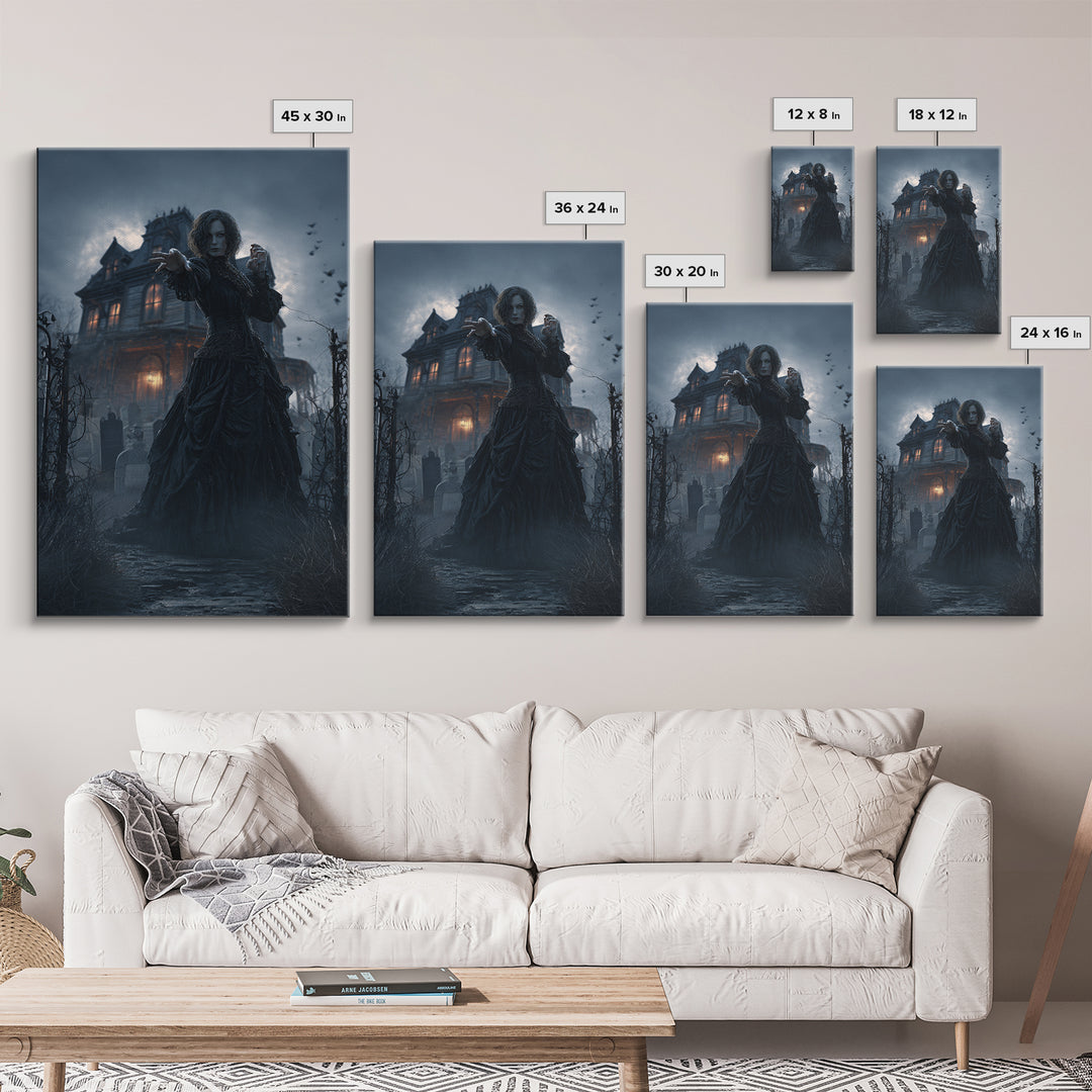 The Last House At The World'S Edge, Vertical Wall Art, Macabre Wall Art, Framed Canvas Print, Halloween Wall Decor, Gothic Home Decor