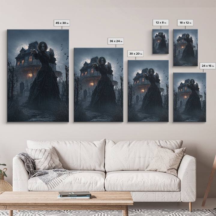 The Last House At The World'S Edge, Vertical Wall Art, Macabre Wall Art, Framed Canvas Print, Halloween Wall Decor, Gothic Home Decor
