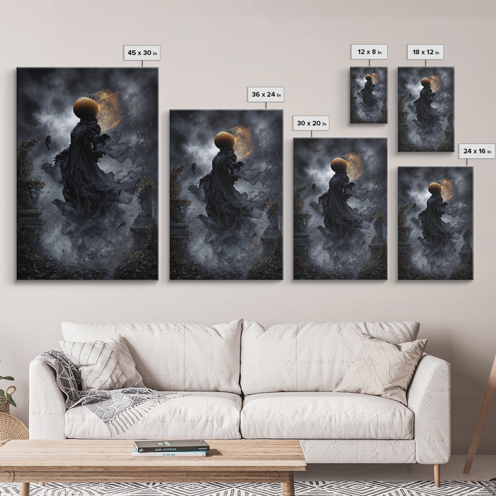 Halloween On Another Planet, Vertical Wall Art, Dark Halloween Decor, Canvas Print, Halloween Wall Decor, Gothic Home Decor
