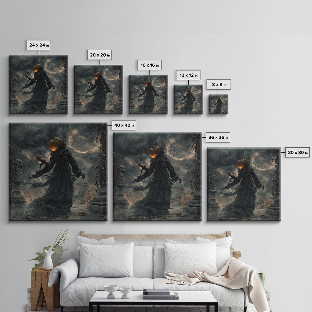 Halloween On Another Planet, Square Wall Art, Dark Halloween Decor, Canvas Print, Halloween Wall Decor, Gothic Home Decor, Spooky Wall Decor
