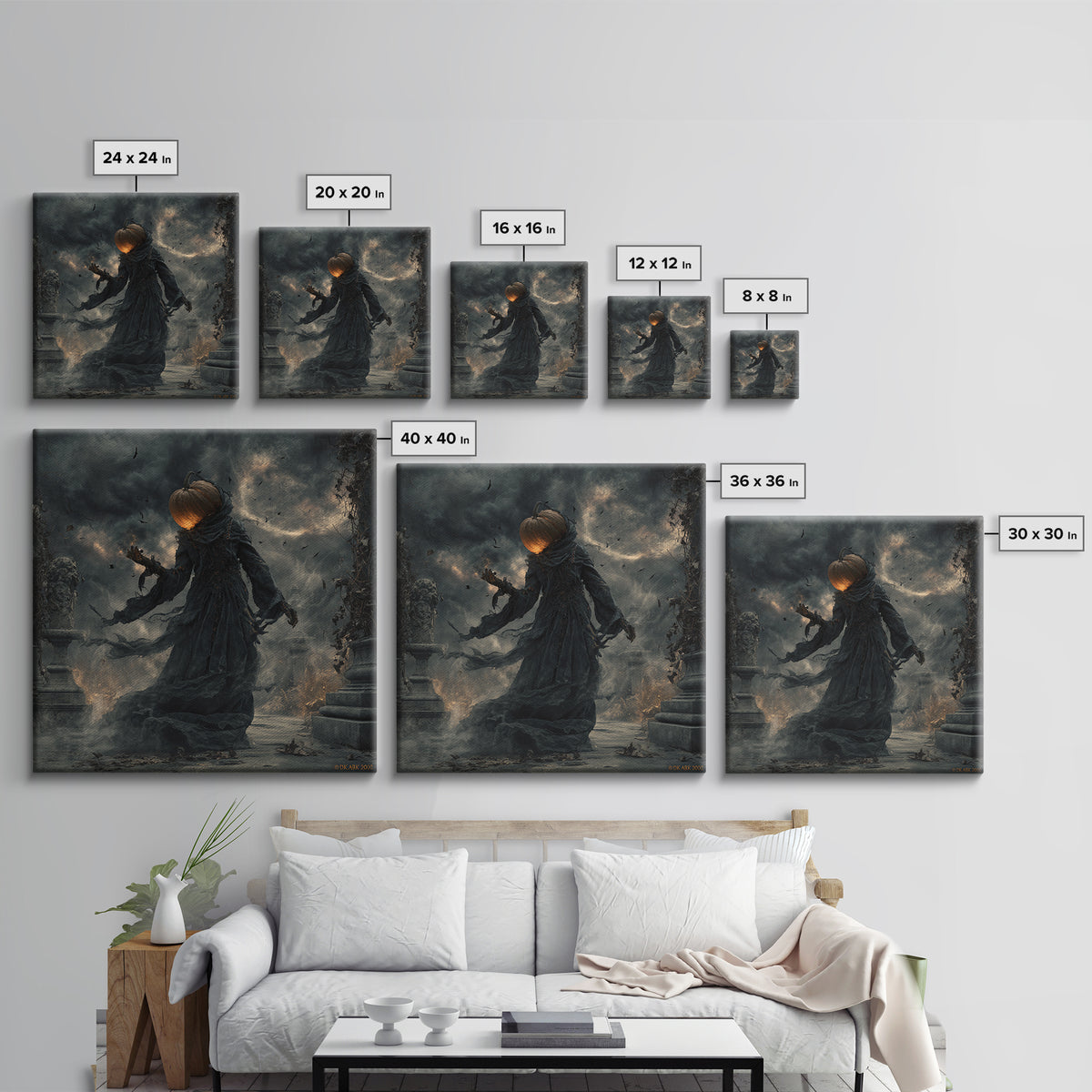 Halloween On Another Planet, Square Wall Art, Dark Halloween Decor, Canvas Print, Halloween Wall Decor, Gothic Home Decor, Spooky Wall Decor