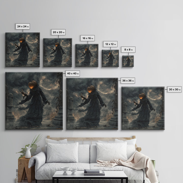 Halloween On Another Planet, Square Wall Art, Dark Halloween Decor, Canvas Print, Halloween Wall Decor, Gothic Home Decor, Spooky Wall Decor