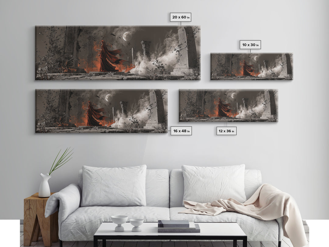 Halloween On Another Planet, Extra Wide Wall Art, Haunted Gothic Art, Framed Canvas Print, Halloween Wall Decor, Gothic Home Decor