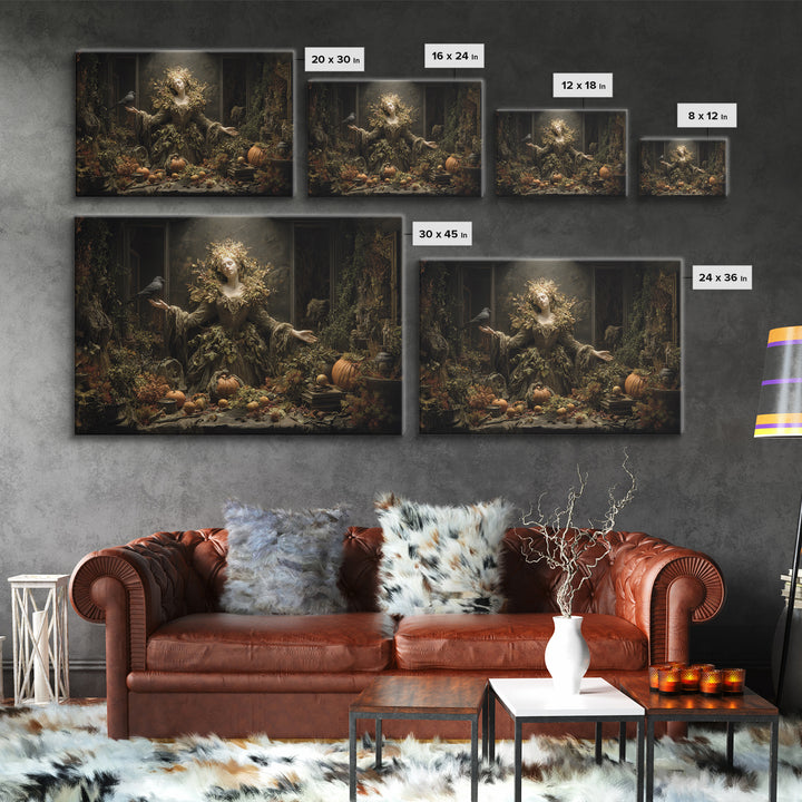 The Personification Of October, Landscape Wall Art, Haunted Gothic Art, Framed Canvas Print, Halloween Wall Decor, Gothic Home Decor