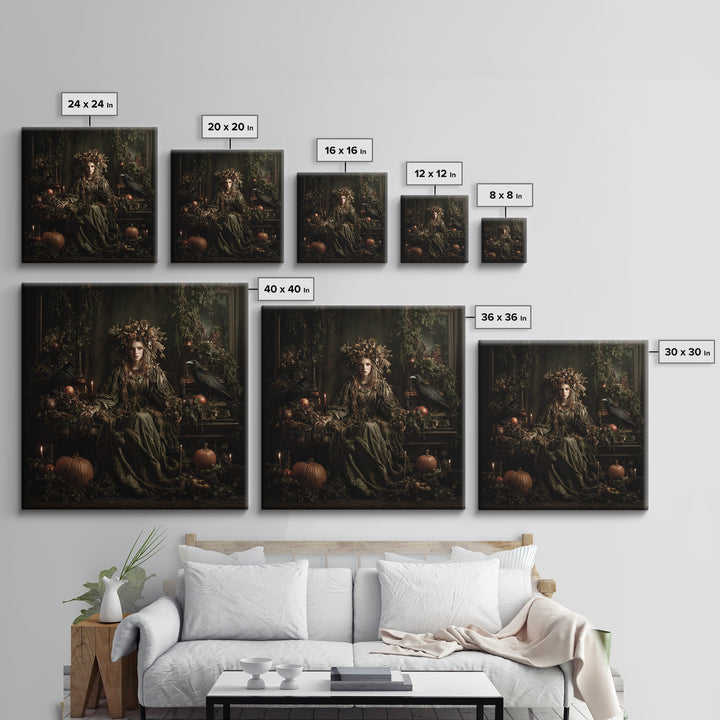 The Personification Of October, Square Wall Art, Macabre Wall Art, Framed Canvas Print, Halloween Wall Decor, Gothic Home Decor
