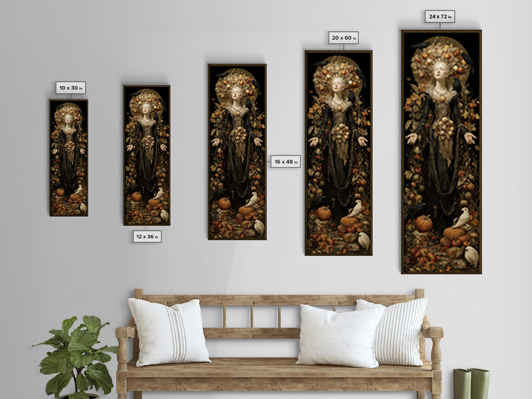 The Personification Of October, Tall Narrow Wall Art, Dark Fantasy Wall Art, Canvas Print, Halloween Wall Decor, Gothic Home Decor