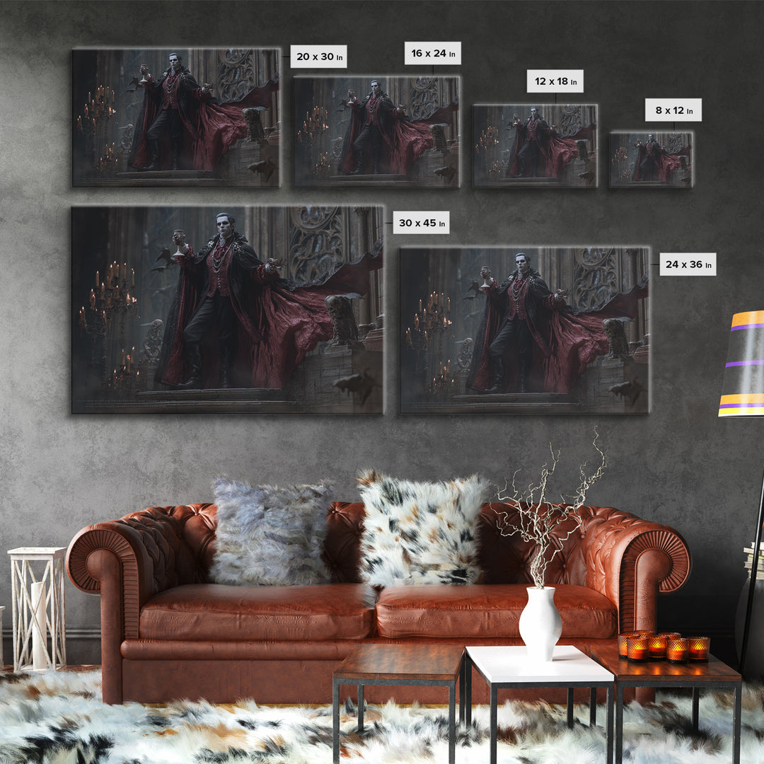 The Crimson Count Of Hollow Keep, Landscape Wall Art, Dark Halloween Decor, Canvas Print, Halloween Wall Decor, Gothic Home Decor