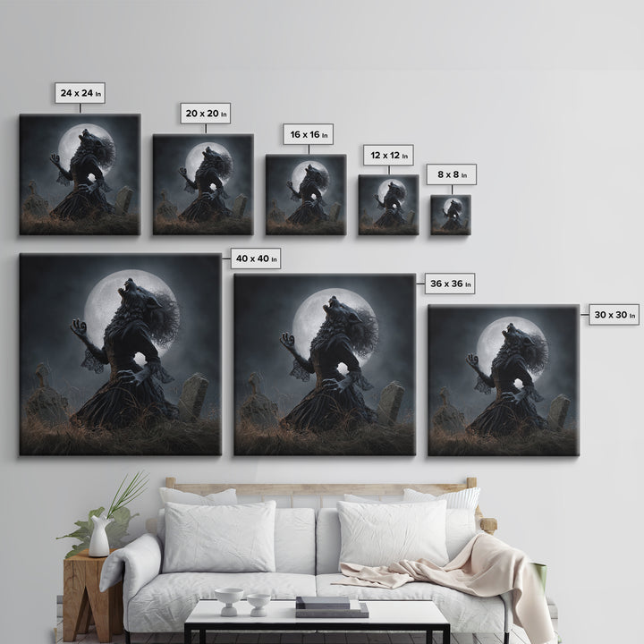The Widow Wolf Of Briar Moon, Square Wall Art, Gothic Horror Wall Art, Framed Canvas Print, Halloween Wall Decor, Gothic Home Decor