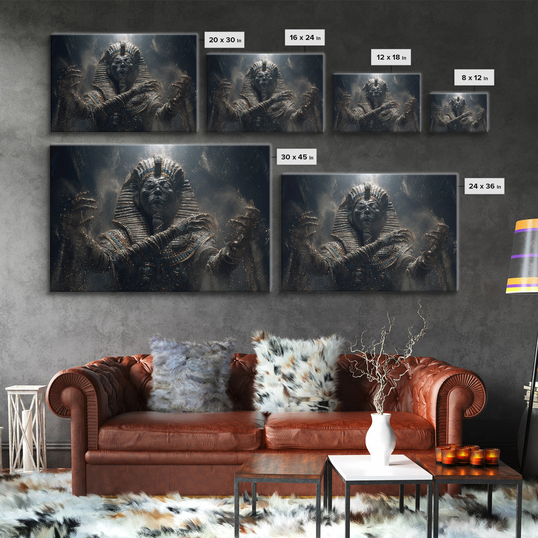 The Pharaoh Of Dustbound Silence, Landscape Wall Art, Macabre Wall Art, Framed Canvas Print, Halloween Wall Decor, Gothic Home Decor