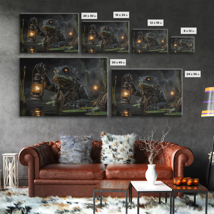 The Creature Of Lantern Lagoon, Landscape Wall Art, Dark Fantasy Wall Art, Canvas Print, Halloween Wall Decor, Gothic Home Decor
