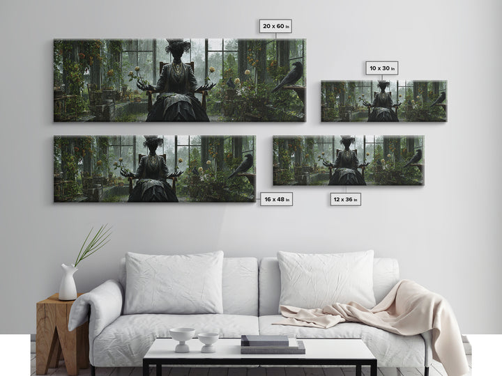 The Invisible Mourner Of Glass House, Extra Wide Wall Art, Spooky Home Decor, Canvas Print, Halloween Wall Decor, Gothic Home Decor