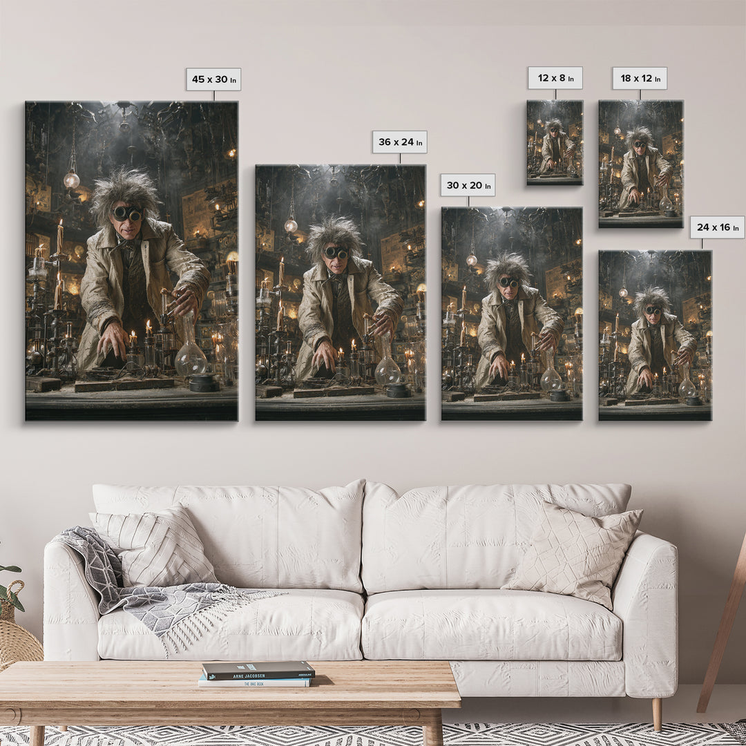 Doctor Vesper'S Resurrection Engine, Vertical Wall Art, Gothic Horror Wall Art, Framed Canvas Print, Halloween Wall Decor, Gothic Home Decor