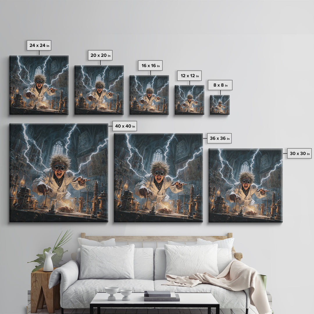 Doctor Vesper'S Resurrection Engine, Square Wall Art, Haunted Gothic Art, Framed Canvas Print, Halloween Wall Decor, Gothic Home Decor