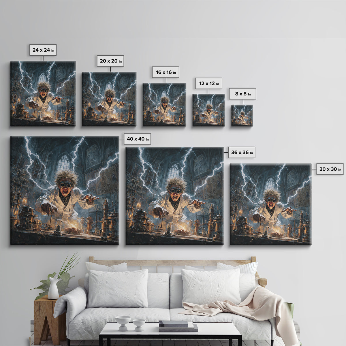 Doctor Vesper'S Resurrection Engine, Square Wall Art, Haunted Gothic Art, Framed Canvas Print, Halloween Wall Decor, Gothic Home Decor