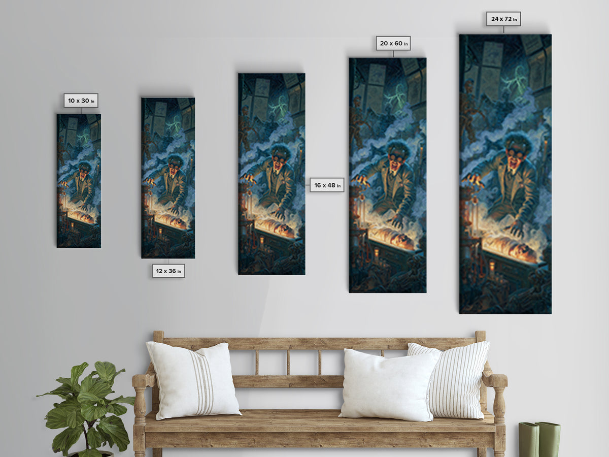 Doctor Vesper'S Resurrection Engine, Tall Narrow Wall Art, Spooky Home Decor, Canvas Print, Halloween Wall Decor, Gothic Home Decor