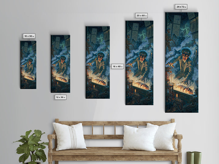 Doctor Vesper'S Resurrection Engine, Tall Narrow Wall Art, Spooky Home Decor, Canvas Print, Halloween Wall Decor, Gothic Home Decor