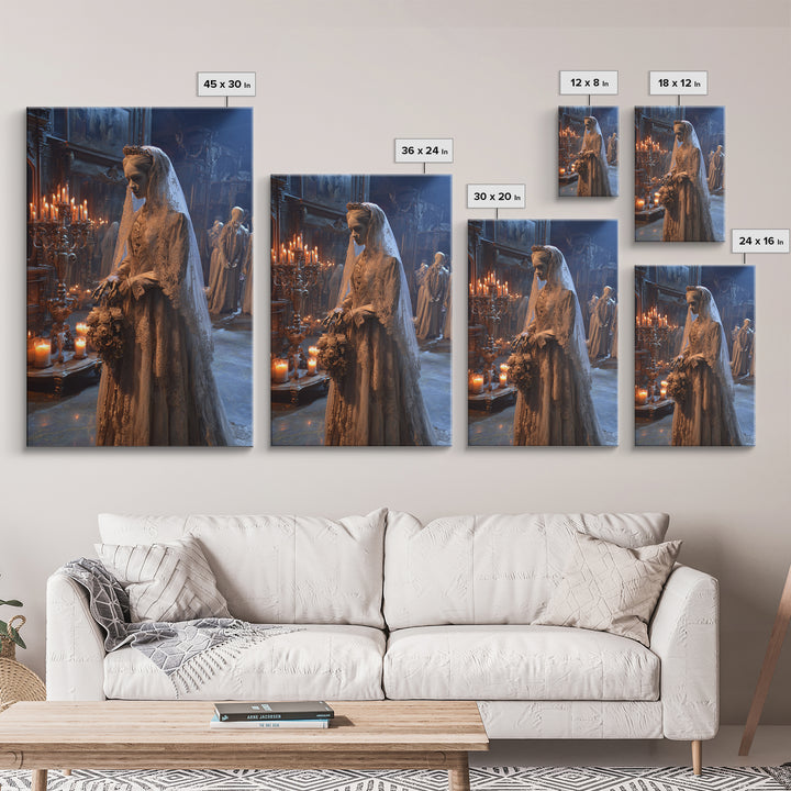 The Wax Bride Of Mourning Hall, Vertical Wall Art, Dark Fantasy Wall Art, Canvas Print, Halloween Wall Decor, Gothic Home Decor