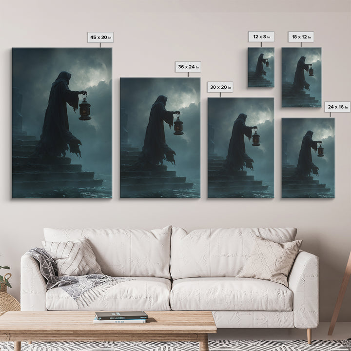 The Lantern-Bearer Of R’Lyeh, Vertical Wall Art, Macabre Wall Art, Canvas Print, Halloween Wall Decor, Gothic Home Decor, Halloween Wall Art