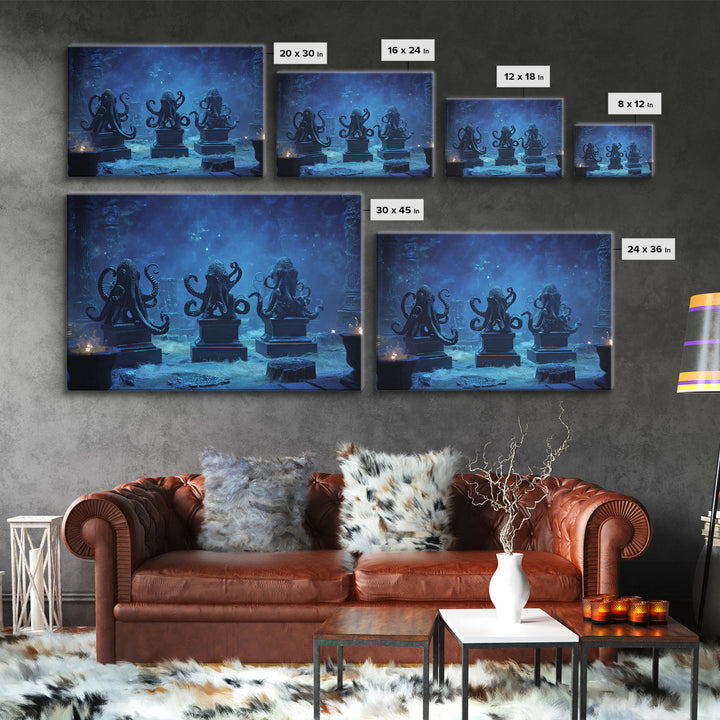 The Choir Of Deepwater Acolytes, Landscape Wall Art, Dark Fantasy Wall Art, Canvas Print, Halloween Wall Decor, Gothic Home Decor