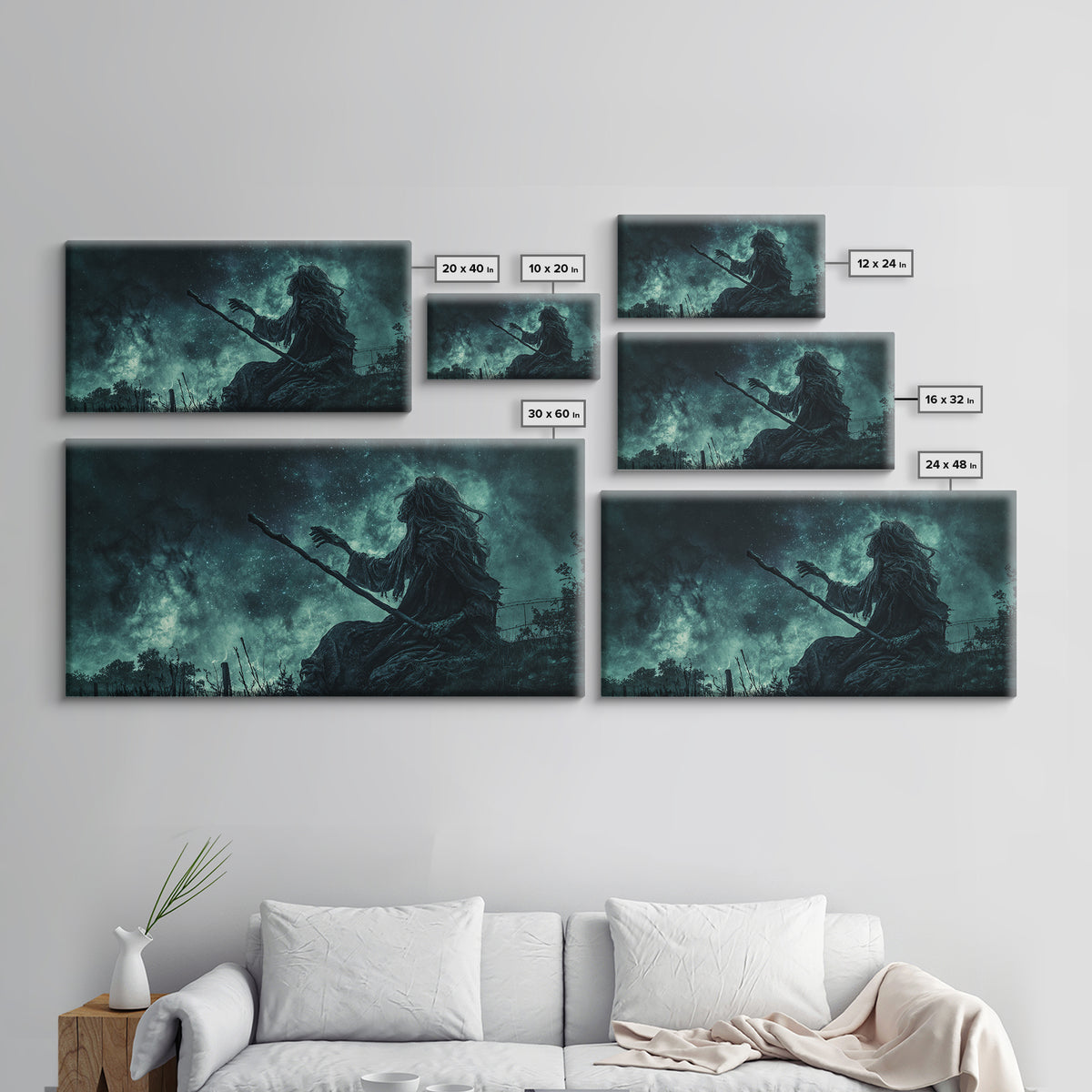 The Star-Seer Of Black Dunwich, Wide Panoramic Art, Eldritch Gothic Decor, Canvas Print, Halloween Wall Decor, Gothic Home Decor