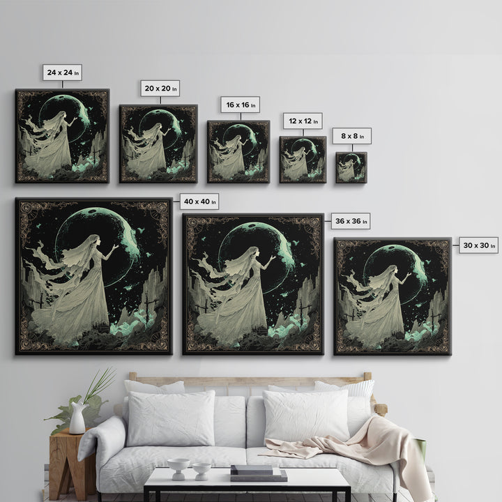 The Bride Of The Abyssal Moon, Square Wall Art, Dark Fantasy Wall Art, Canvas Print, Halloween Wall Decor, Gothic Home Decor