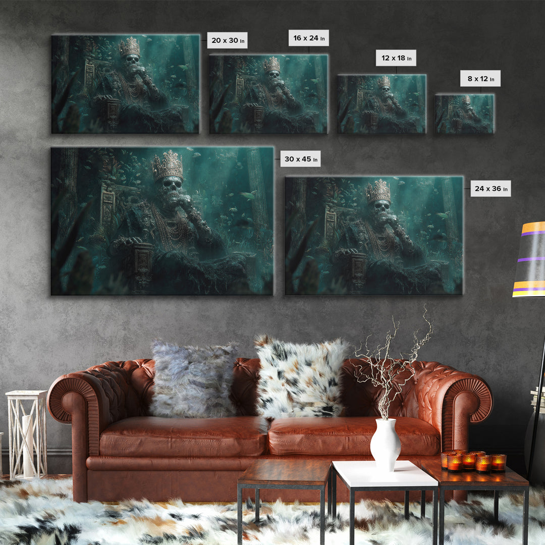 The Watcher In The Coral Throne, Landscape Wall Art, Eldritch Gothic Decor, Canvas Print, Halloween Wall Decor, Gothic Home Decor