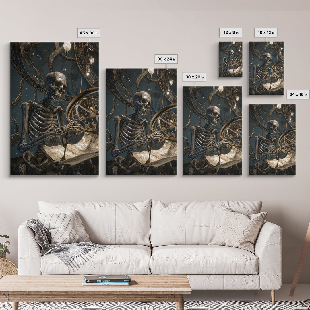 The Astronomer Of The Hollow Sky, Vertical Wall Art, Eldritch Gothic Decor, Framed Canvas Print, Halloween Wall Decor, Gothic Home Decor