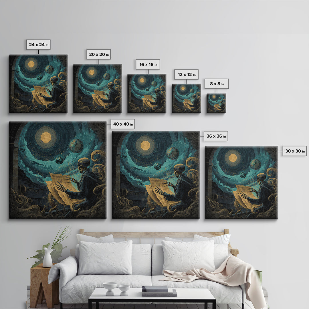 The Astronomer Of The Hollow Sky, Square Wall Art, Cosmic Horror Wall Art, Canvas Print, Halloween Wall Decor, Gothic Home Decor
