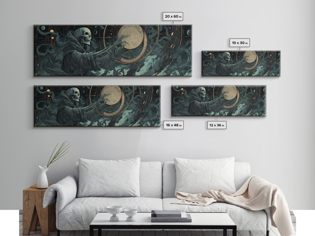 The Astronomer Of The Hollow Sky, Extra Wide Wall Art, Eldritch Gothic Decor, Framed Canvas Print, Halloween Wall Decor, Gothic Home Decor