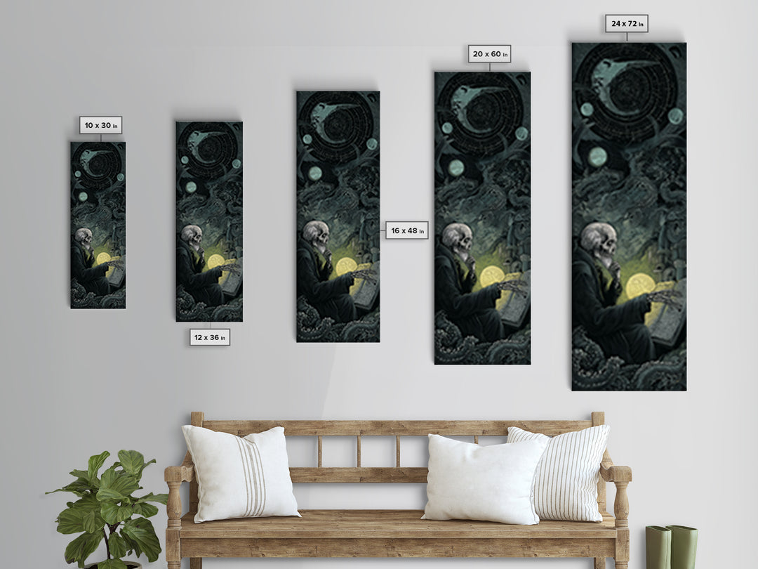The Astronomer Of The Hollow Sky, Tall Narrow Wall Art, Haunted Gothic Art, Canvas Print, Halloween Wall Decor, Gothic Home Decor