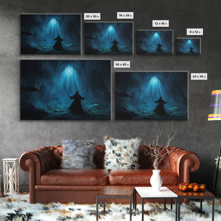 The Bellringer Of The Sunken Cathedral, Landscape Wall Art, Lovecraftian Horror Art, Canvas Print, Halloween Wall Decor, Gothic Home Decor