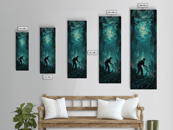 The Bellringer Of The Sunken Cathedral, Tall Narrow Wall Art, Dark Halloween Decor, Canvas Print, Halloween Wall Decor, Gothic Home Decor